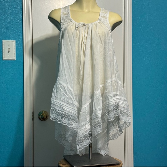 Free People Tops - Free People Coretta Tunic Cream White Sheer Lace Trimmed Top Small NWT